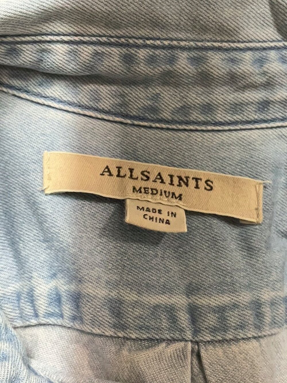 ALLSAINTS Millie Chambray Shirt Dress Blue Size Medium - Picture 6 of 6
